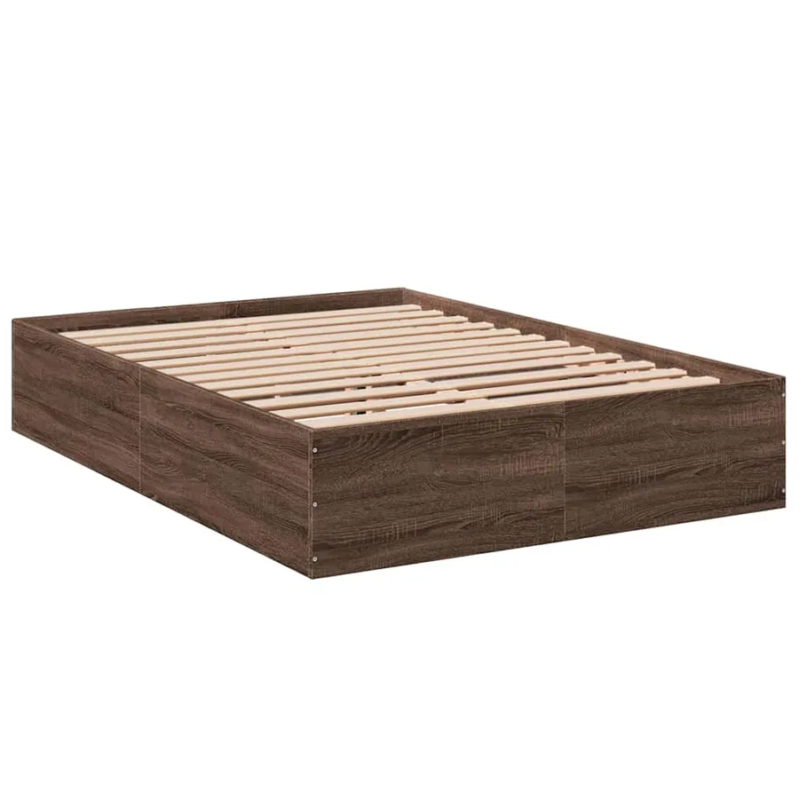 Cadre de lit sans matelas chêne marron 135x190 cm - 5