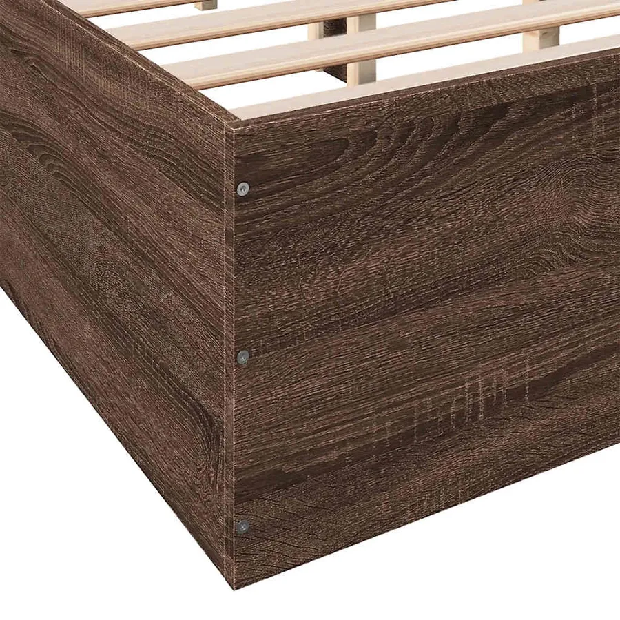Cadre de lit sans matelas chêne marron 135x190 cm - 7
