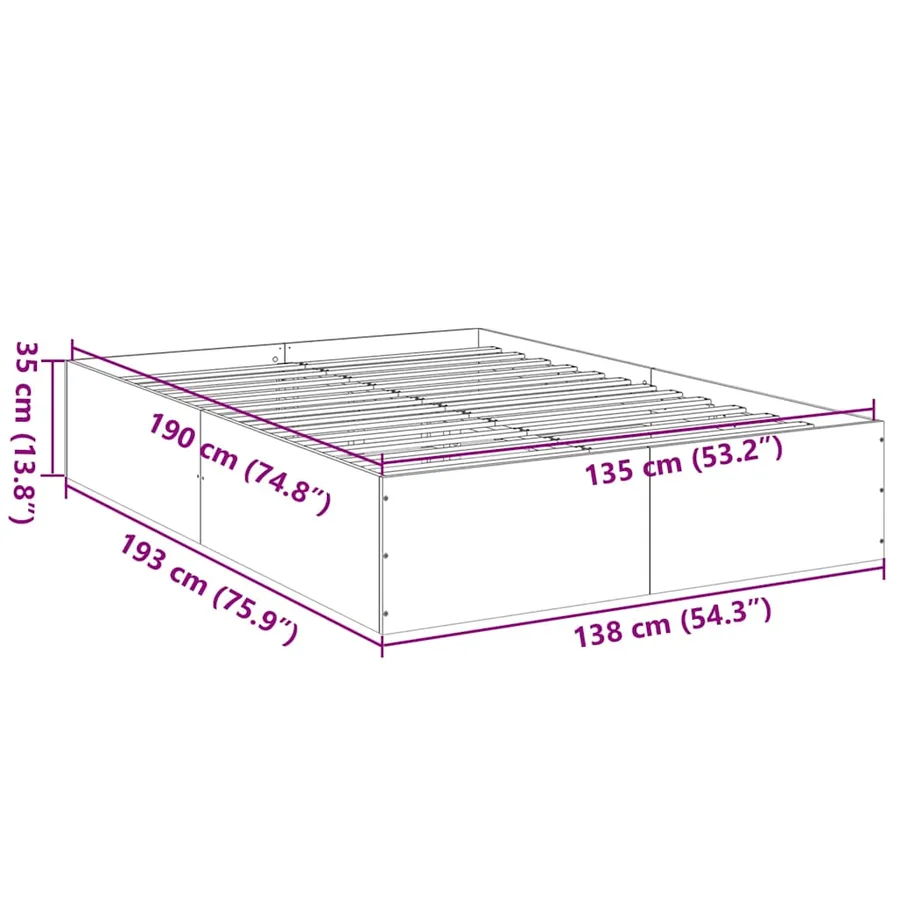 Cadre de lit sans matelas chêne marron 135x190 cm - 9