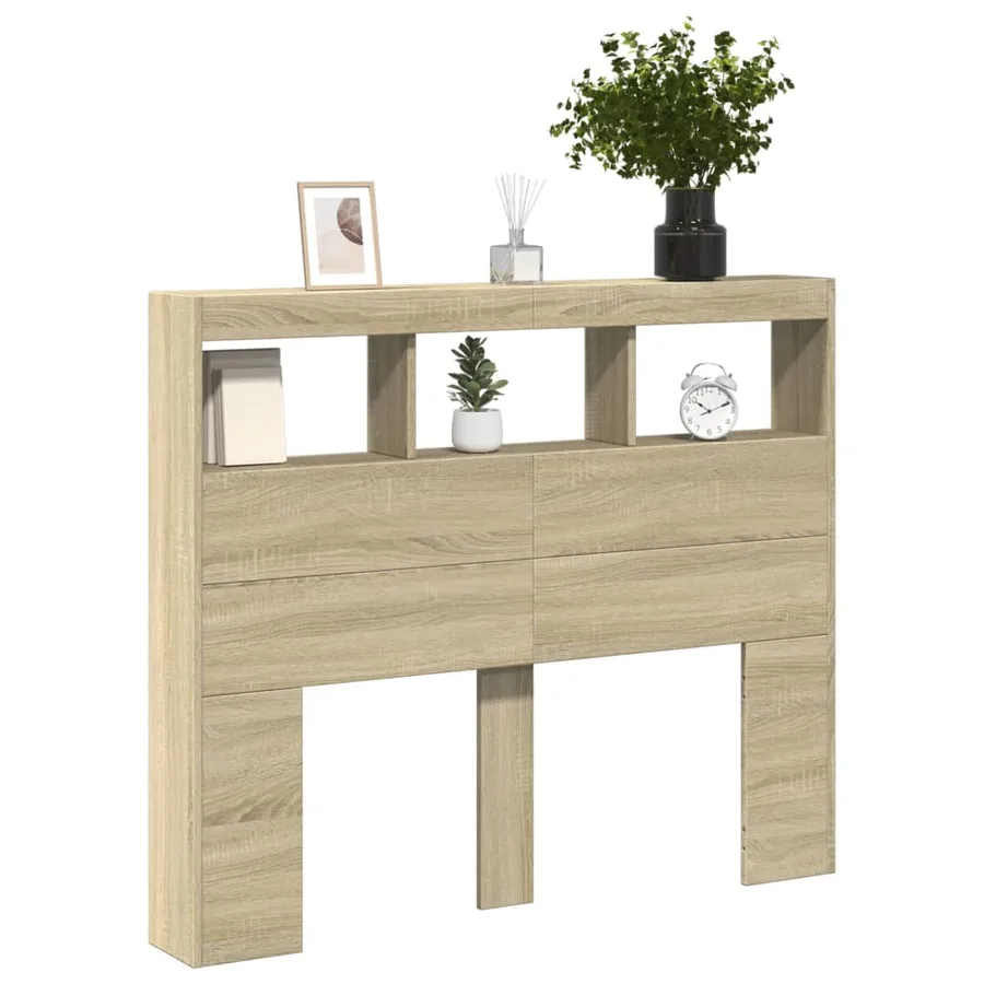 Armoire tête de lit avec LED chêne sonoma 120x17x102 cm - 5