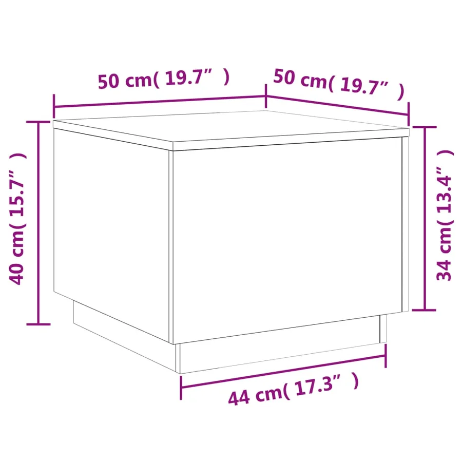 Table basse avec lumières LED blanc 50x50x40 cm - 15