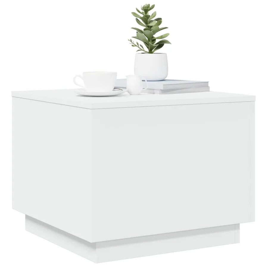 Table basse avec lumières LED blanc 50x50x40 cm - 6