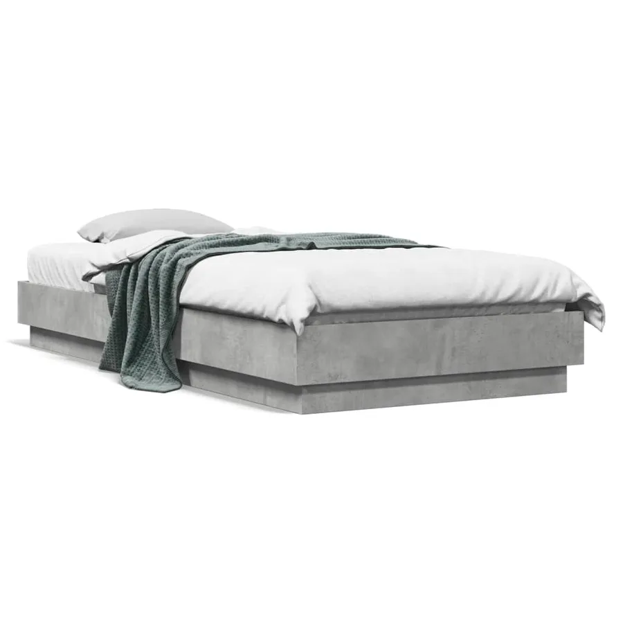 Cadre de lit sans matelas gris béton 100x200 cm - 2