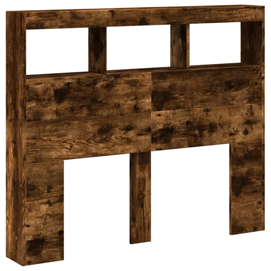 Armoire tête de lit avec LED chêne fumé 120x17x102 cm - 3