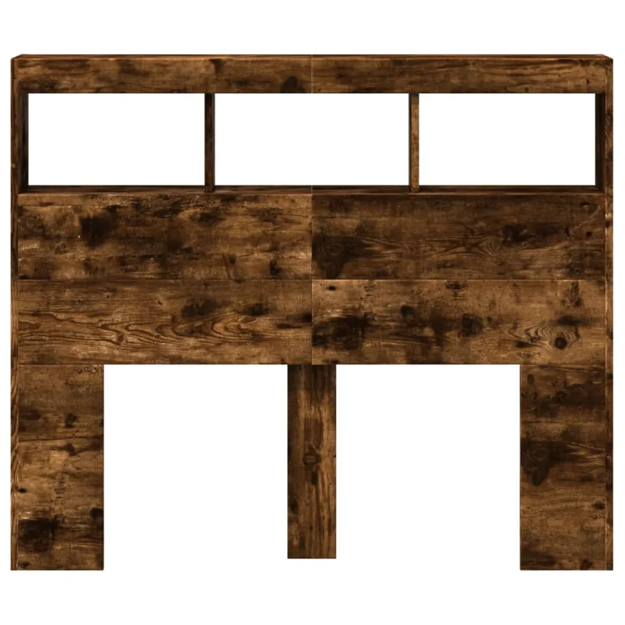 Armoire tête de lit avec LED chêne fumé 120x17x102 cm - 6