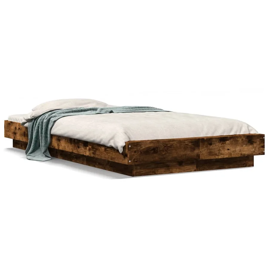 Cadre de lit sans matelas chêne fumé 90x200 cm - 2