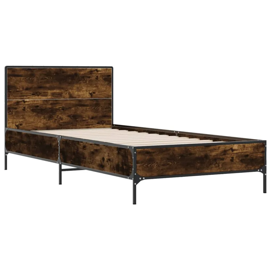 Cadre de lit sans matelas chêne fumé 90x190 cm - 3