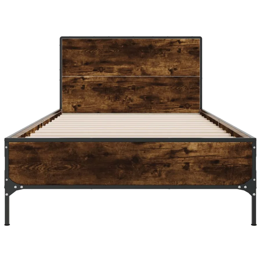 Cadre de lit sans matelas chêne fumé 90x190 cm - 4