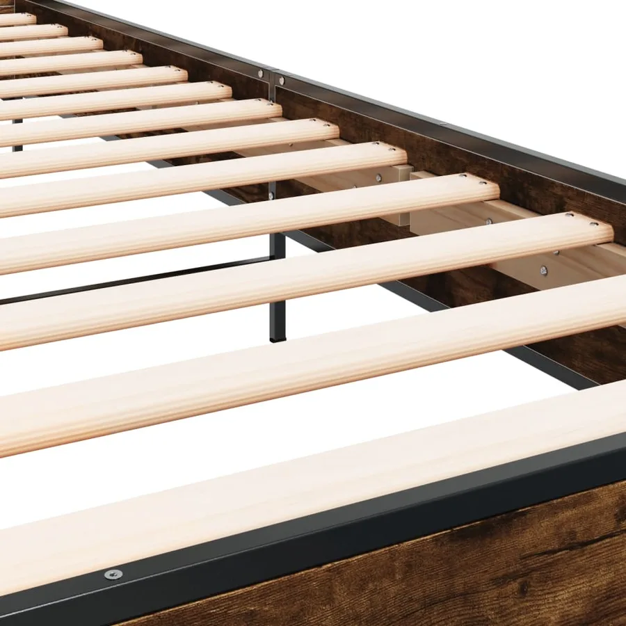 Cadre de lit sans matelas chêne fumé 90x190 cm - 7