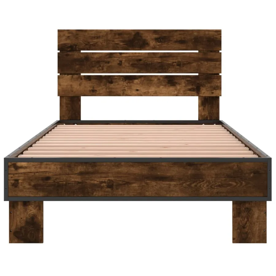 Cadre de lit sans matelas chêne fumé 90x200 cm - 4