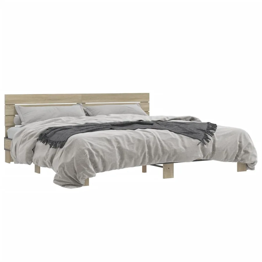 Cadre de lit sans matelas chêne sonoma 200x200 cm - 2