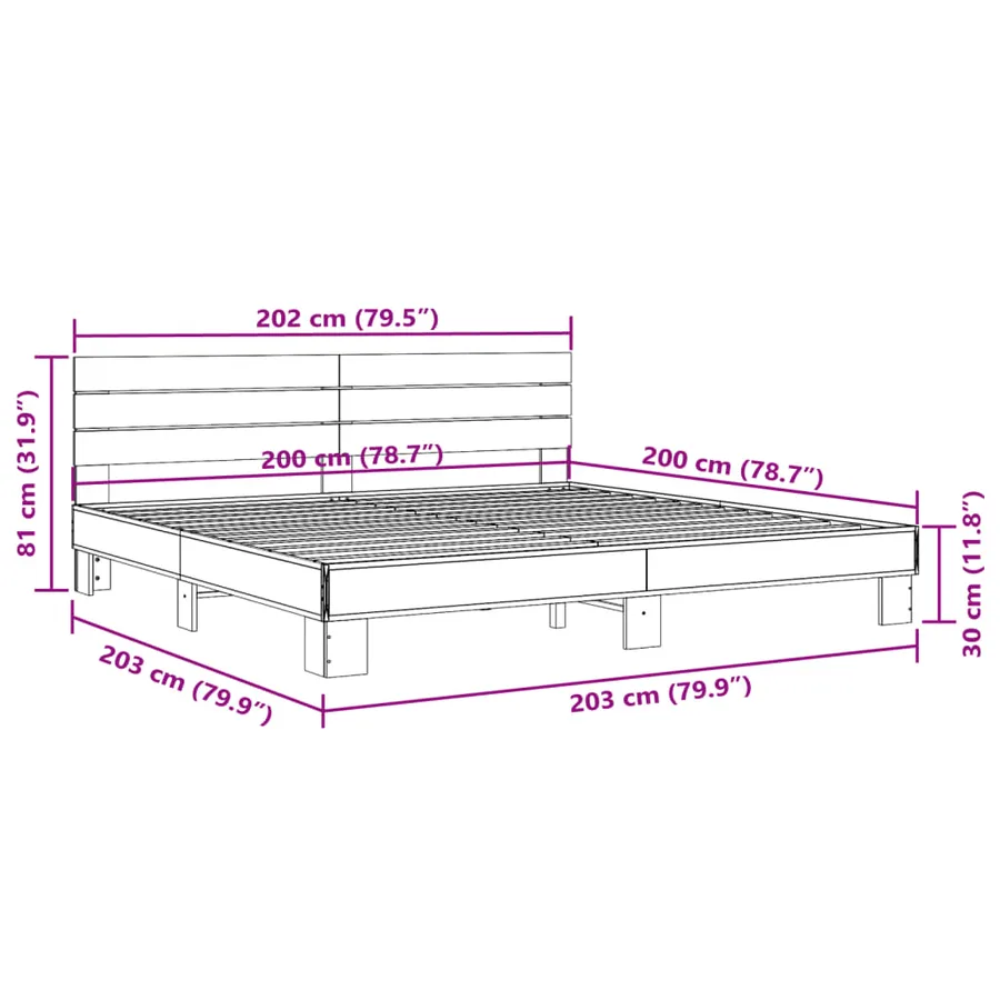 Cadre de lit sans matelas chêne sonoma 200x200 cm - 9