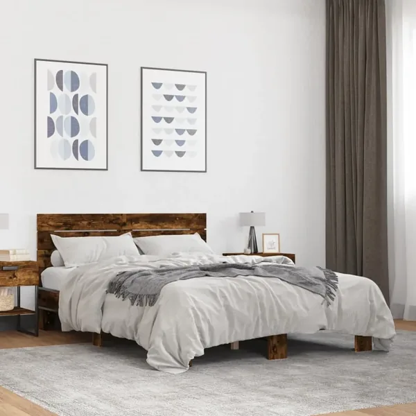 Cadre de lit sans matelas chêne fumé 120x200 cm