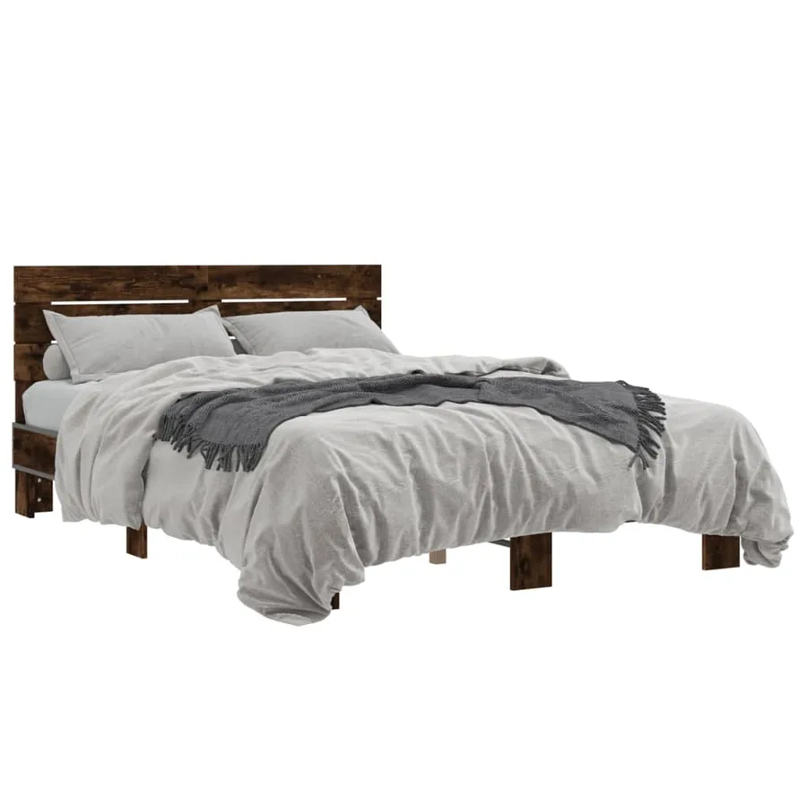 Cadre de lit sans matelas chêne fumé 120x200 cm - 2