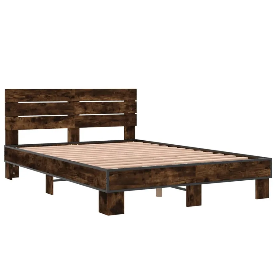 Cadre de lit sans matelas chêne fumé 120x200 cm - 3