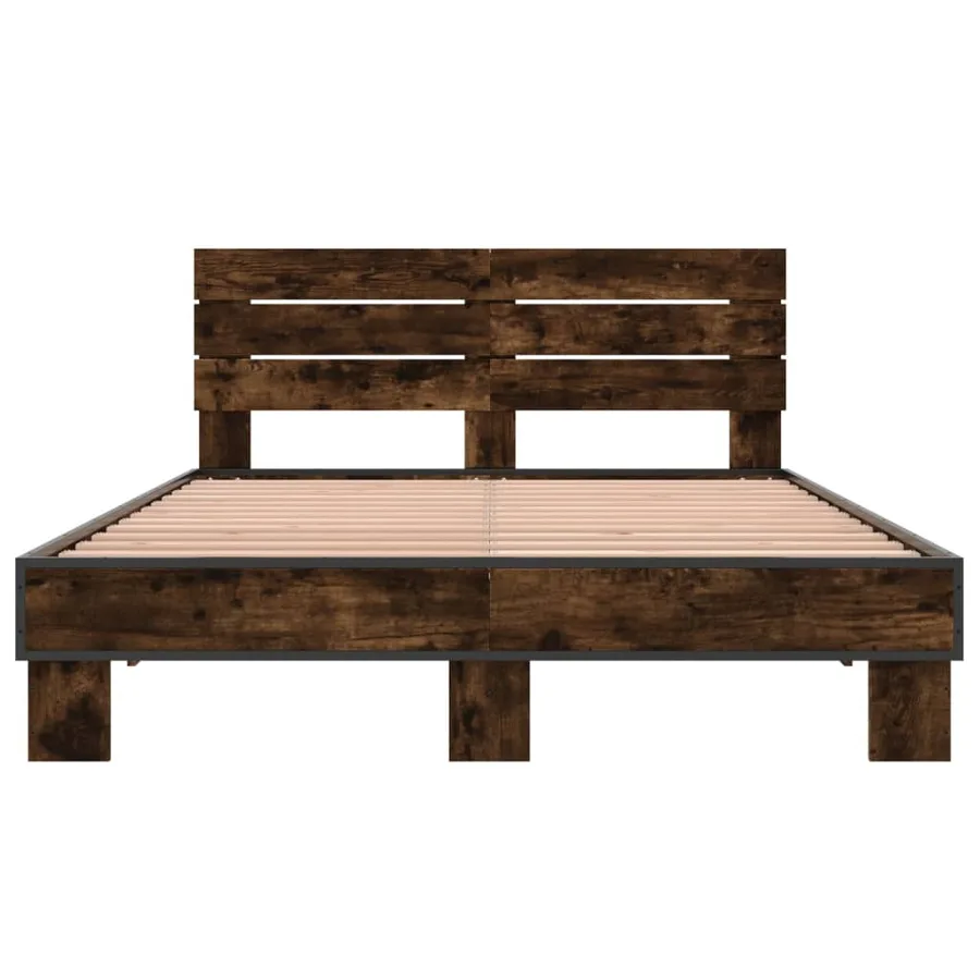Cadre de lit sans matelas chêne fumé 120x200 cm - 4