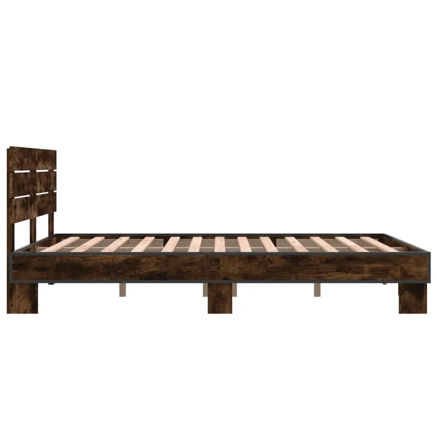Cadre de lit sans matelas chêne fumé 120x200 cm - 5