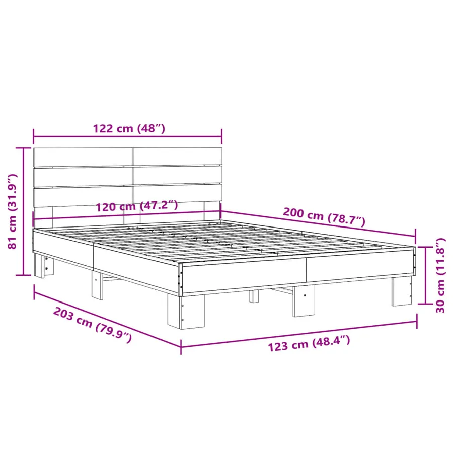 Cadre de lit sans matelas chêne fumé 120x200 cm - 9
