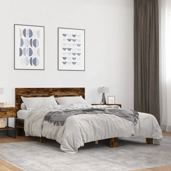 Cadre de lit sans matelas chêne fumé 140x200 cm