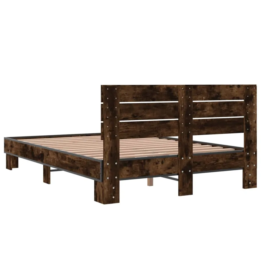 Cadre de lit sans matelas chêne fumé 140x200 cm - 6