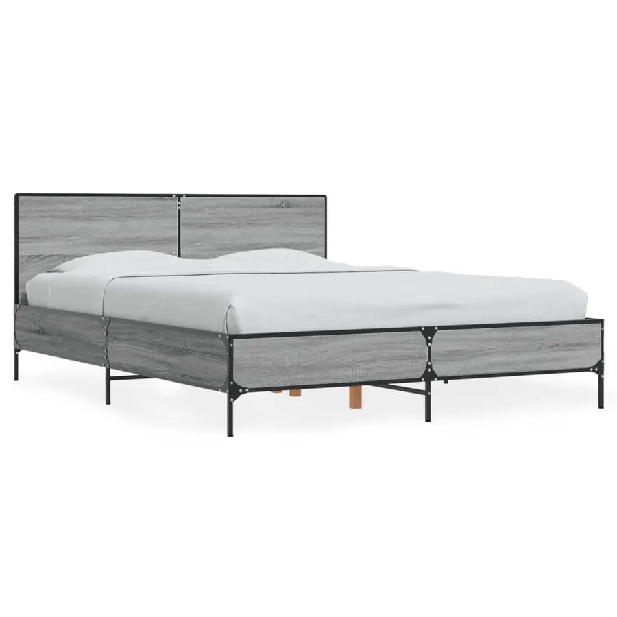 Cadre de lit sans matelas sonoma gris 135x190 cm - 2