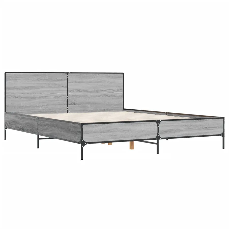 Cadre de lit sans matelas sonoma gris 135x190 cm - 3