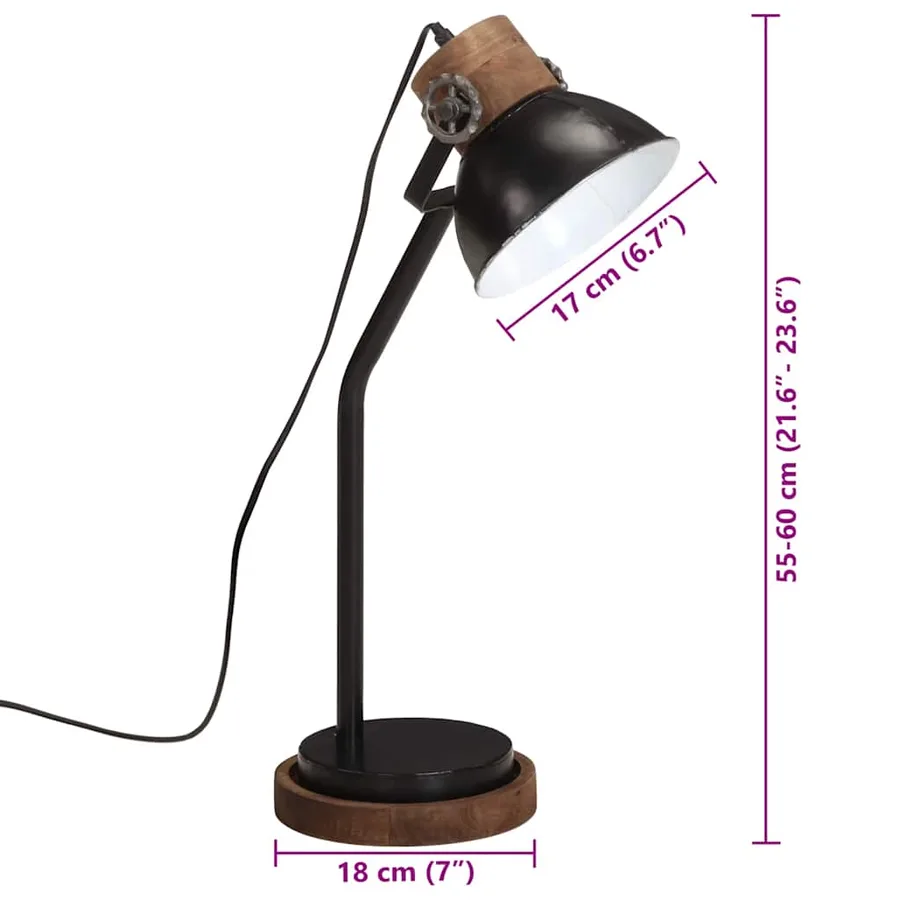 Lampe de bureau 25 W noir 18x18x60 cm E27 - 11
