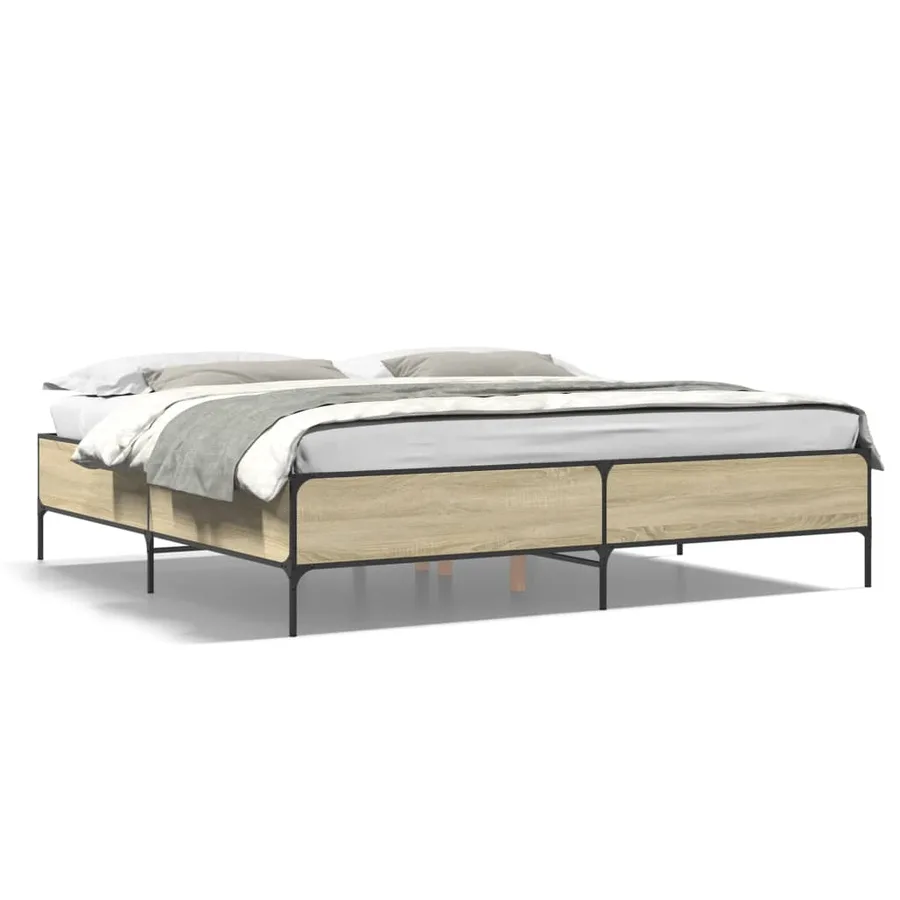 Cadre de lit sans matelas chêne sonoma 200x200 cm - 2
