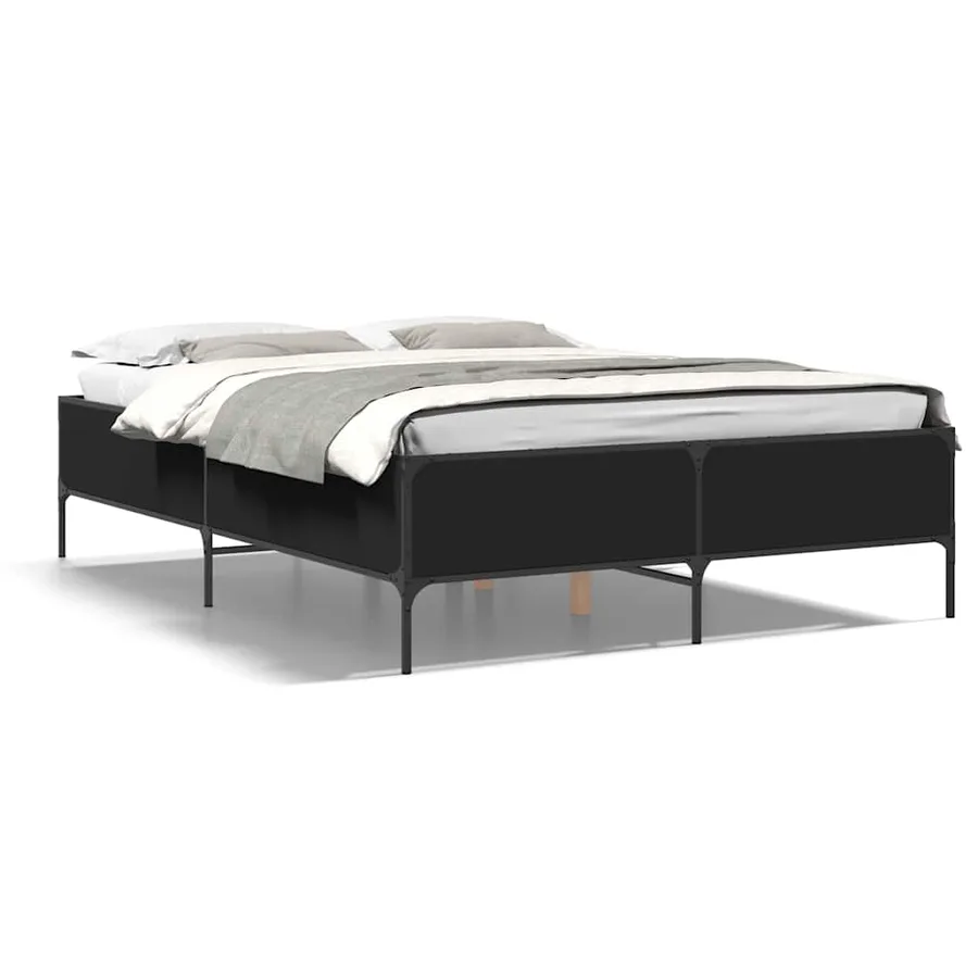 Cadre de lit sans matelas noir 120x200 cm - 2