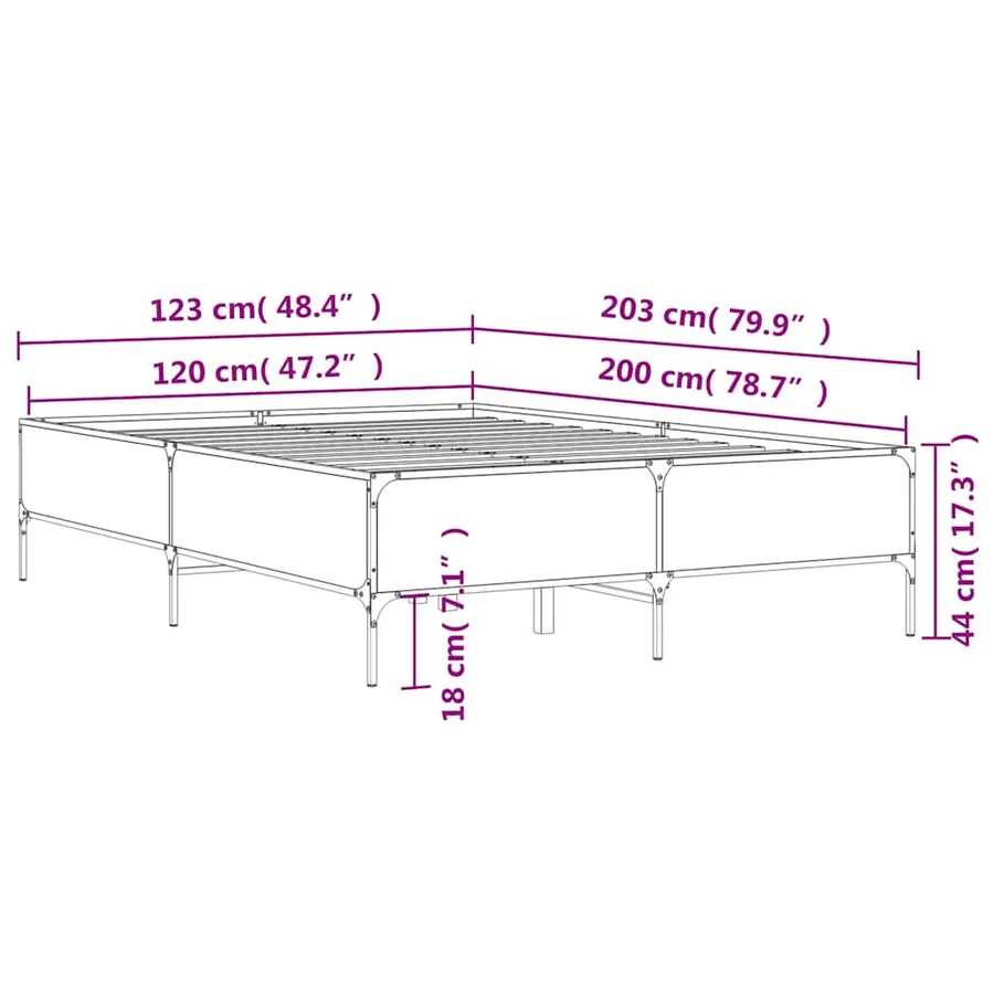 Cadre de lit sans matelas noir 120x200 cm - 9