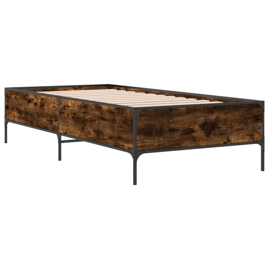 Cadre de lit sans matelas chêne fumé 90x190 cm - 3