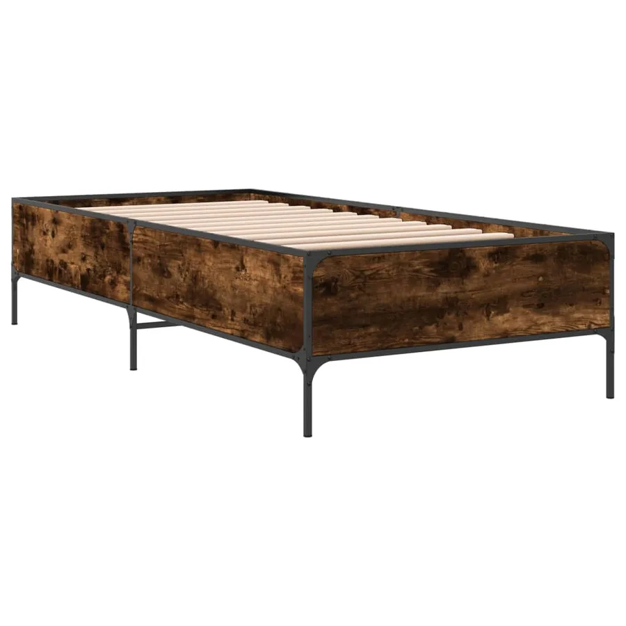 Cadre de lit sans matelas chêne fumé 90x190 cm - 6