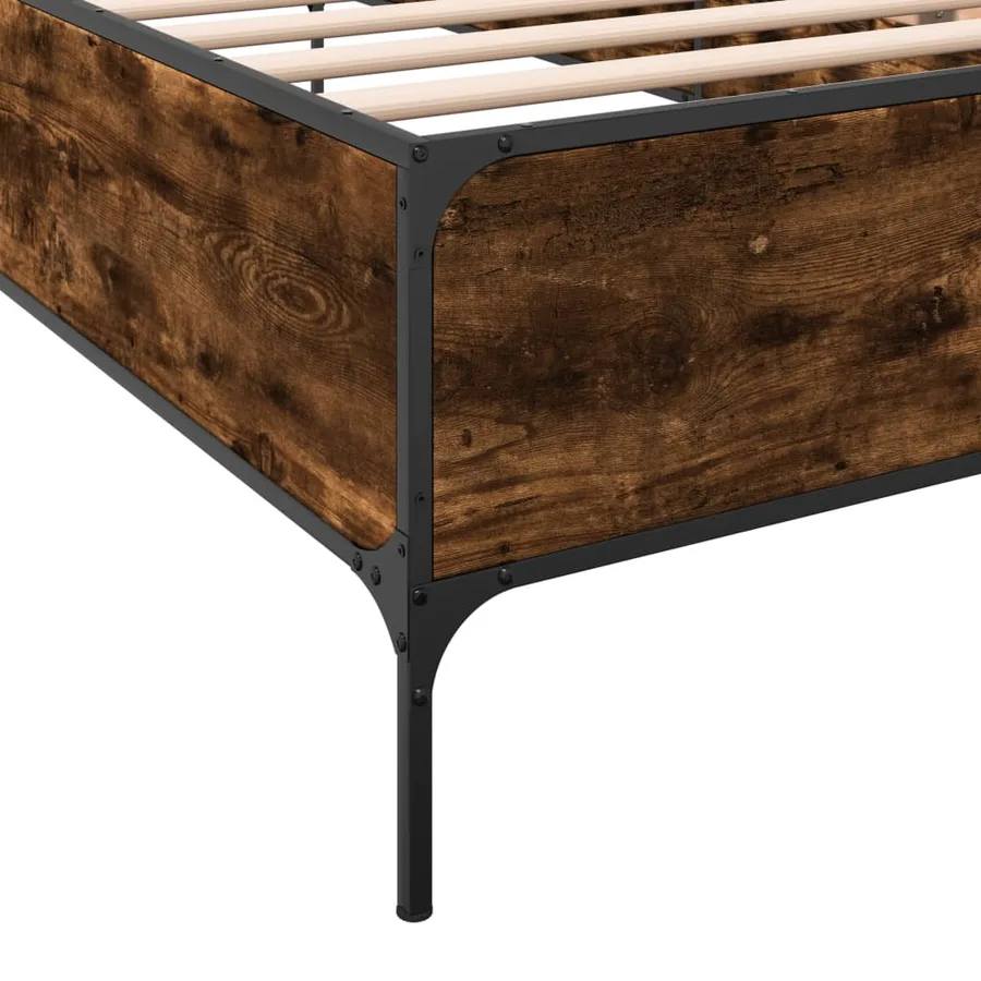 Cadre de lit sans matelas chêne fumé 90x190 cm - 7