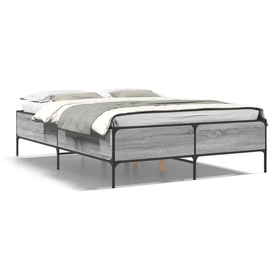 Cadre de lit sans matelas sonoma gris 140x200 cm - 2