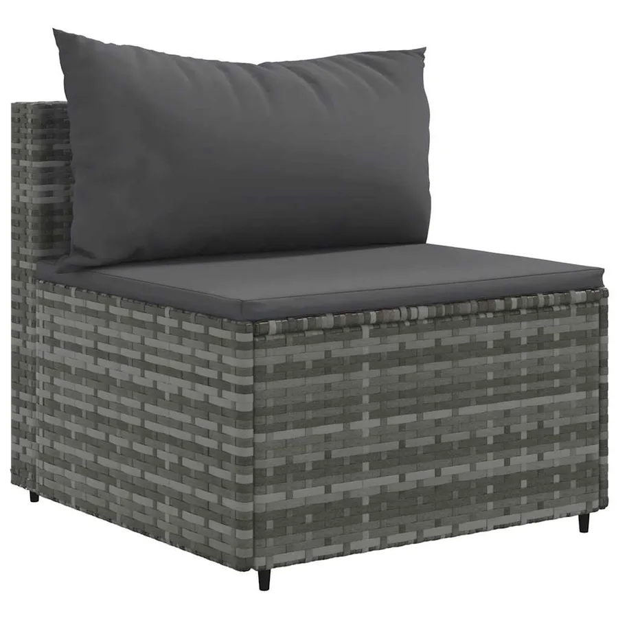 Salon de jardin 9 pcs avec coussins Gris Résine tressée - 3
