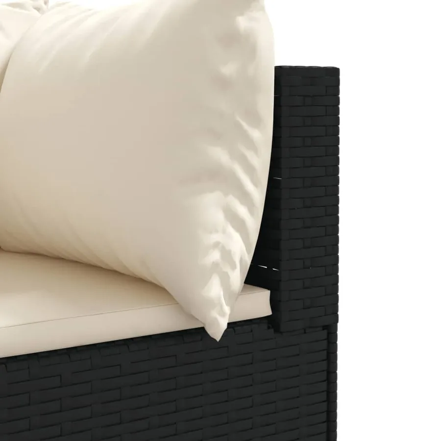 Salon de jardin 6 pcs avec coussins Noir Résine tressée - 7