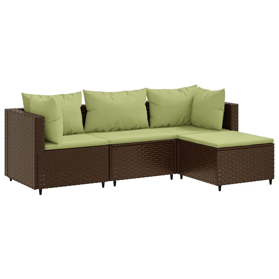 Salon de jardin 4 pcs avec coussins Marron Résine tressée - 2