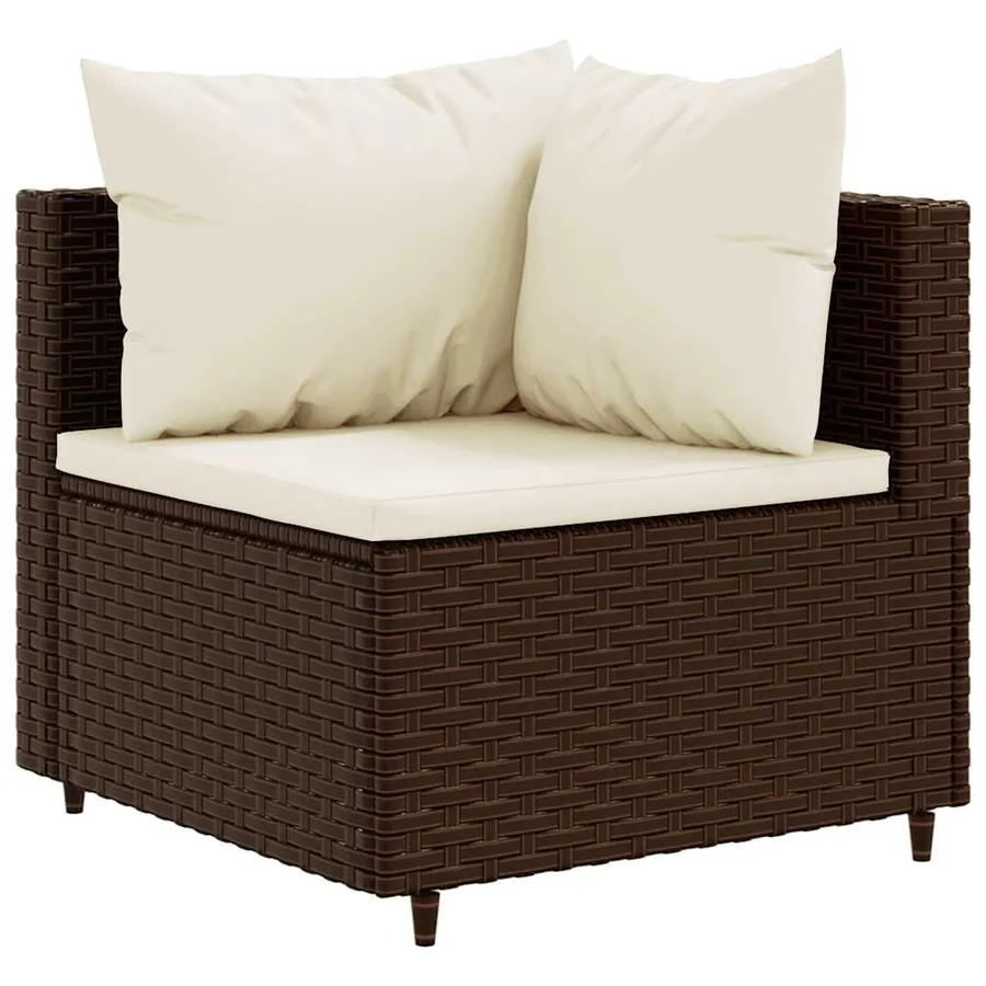 Salon de jardin 6 pcs avec coussins Marron Résine tressée - 3