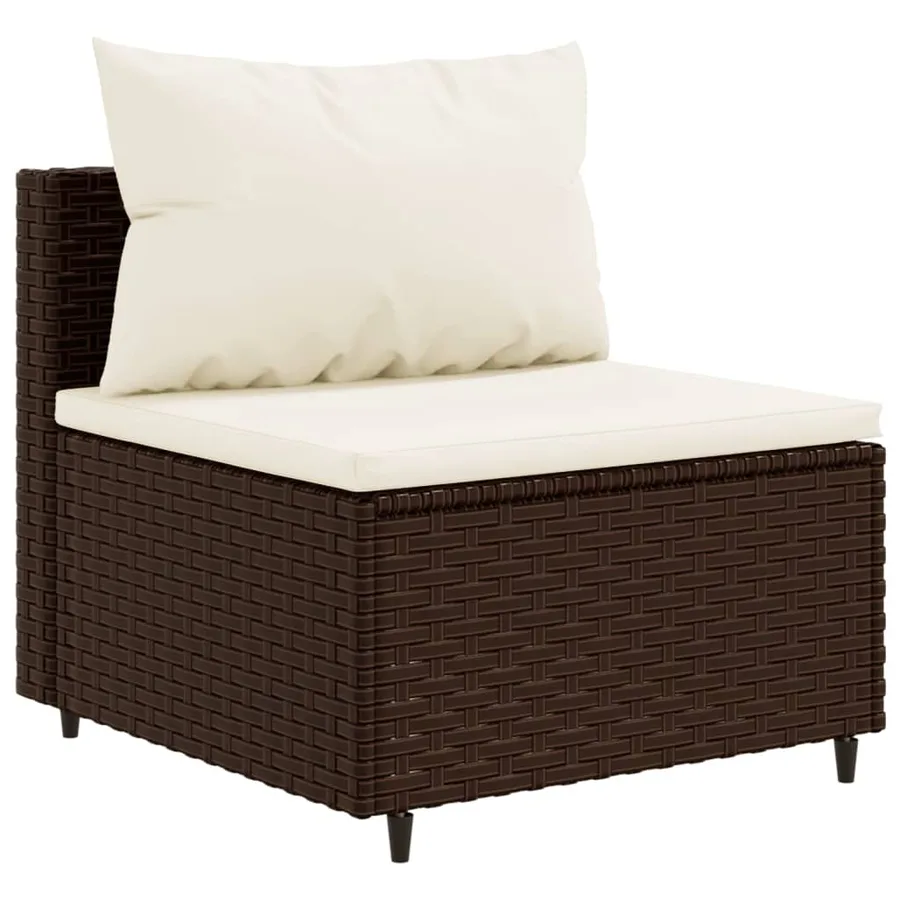 Salon de jardin 10 pcs avec coussins marron résine tressée - 4