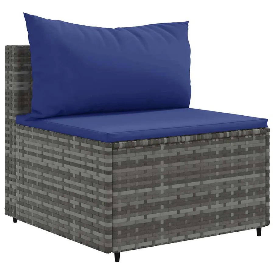 Salon de jardin 6 pcs avec coussins Gris Résine tressée - 4