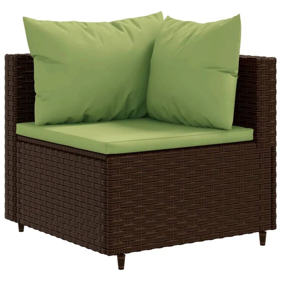 Salon de jardin 10 pcs avec coussins marron résine tressée - 3
