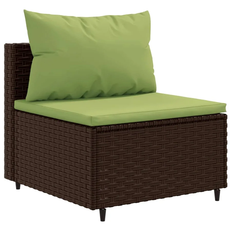 Salon de jardin 10 pcs avec coussins marron résine tressée - 4