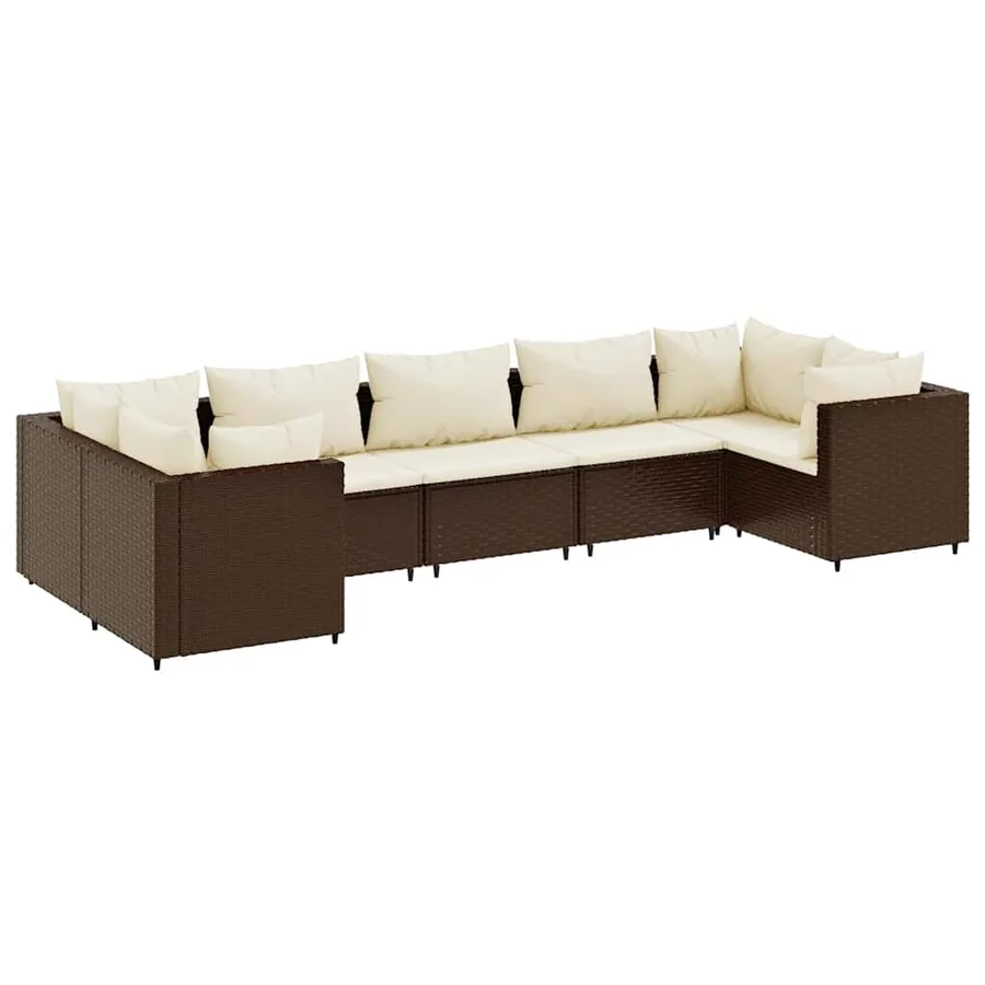 Salon de jardin avec coussins 7 pcs marron résine tressée - 2