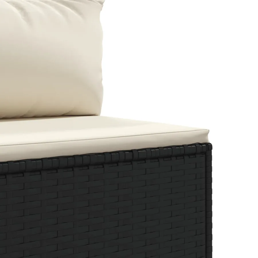Salon de jardin 9 pcs avec coussins noir résine tressée - 6