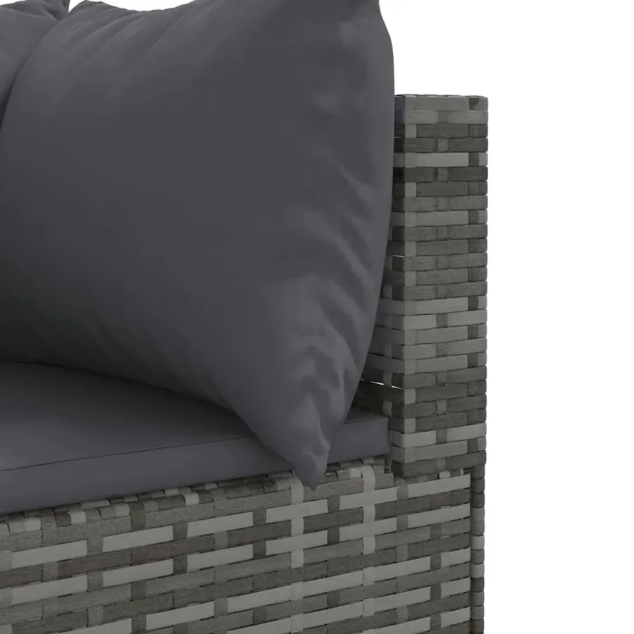 Salon de jardin 10 pcs avec coussins Gris Résine tressée - 8