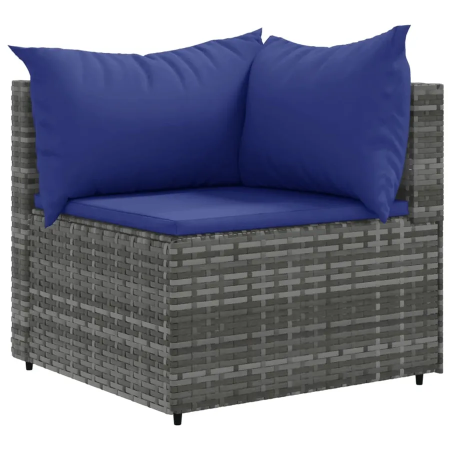 Salon de jardin 11 pcs avec coussins Gris Résine tressée - 3