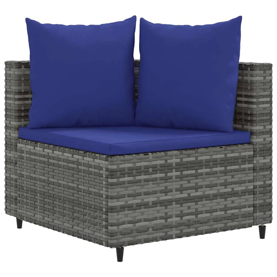 Salon de jardin 4 pcs avec coussins gris résine tressée - 3