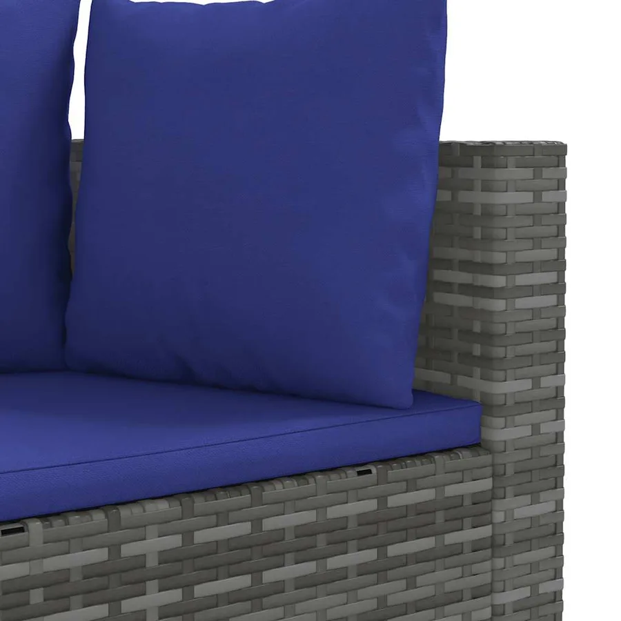 Salon de jardin 4 pcs avec coussins gris résine tressée - 6