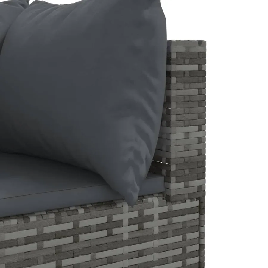 Salon de jardin avec coussins 10 pcs gris résine tressée - 5