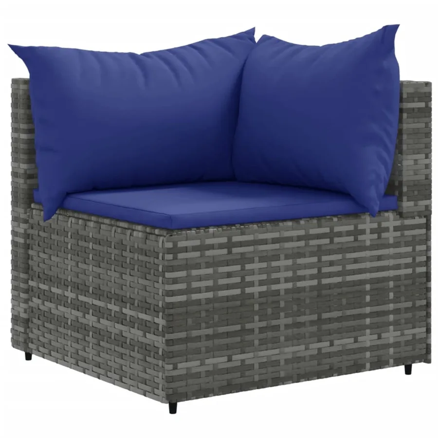 Salon de jardin avec coussins 10 pcs gris résine tressée - 3